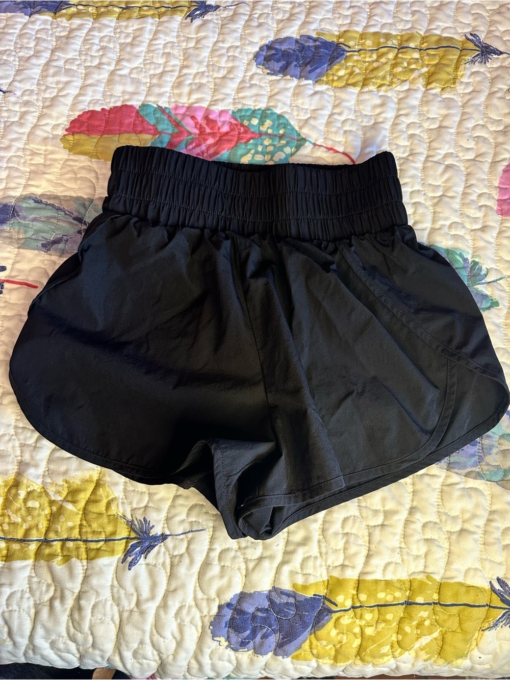 SHEIN Black Women's Athletic Shorts with Smocked Waistband